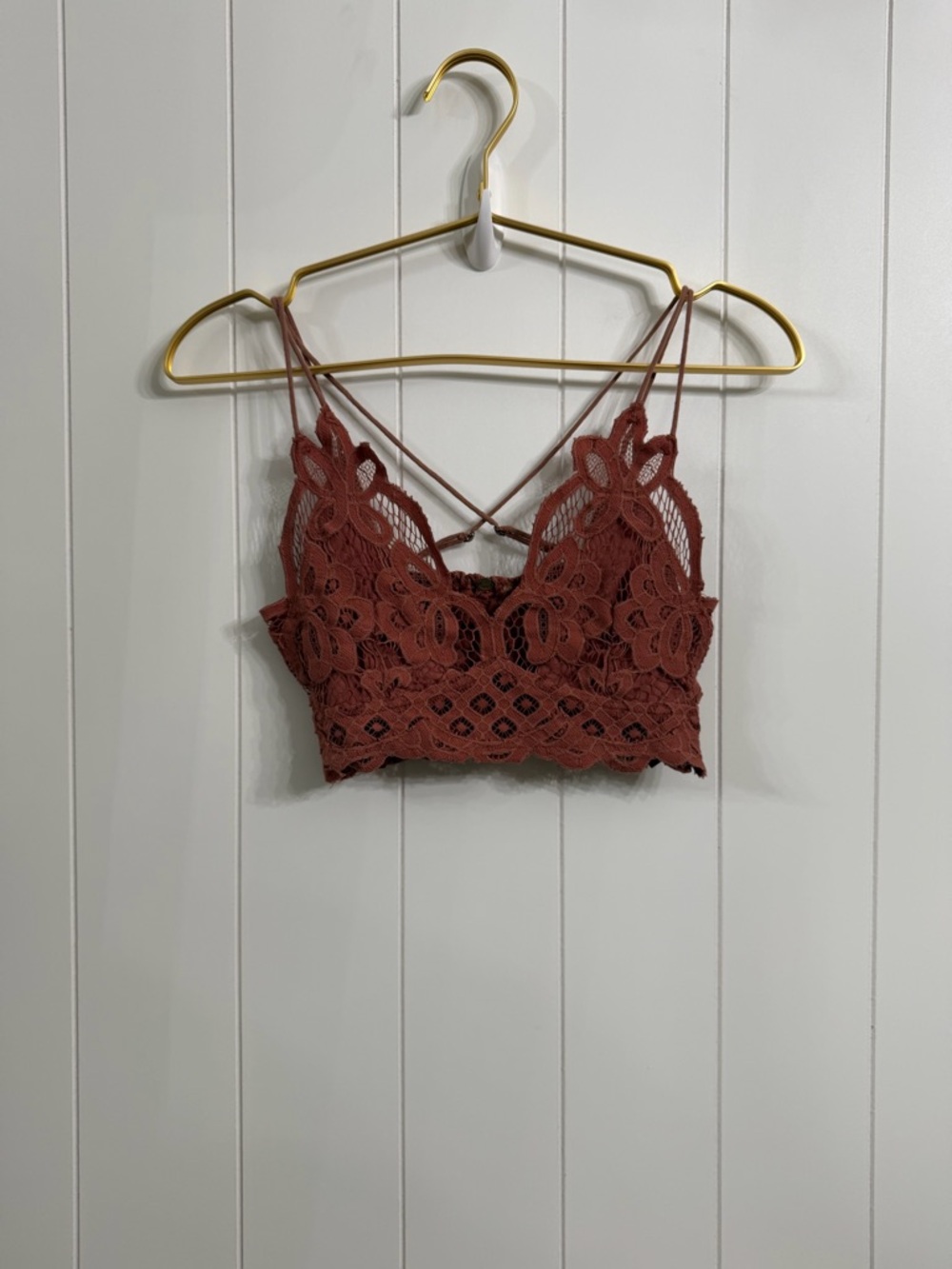 Free People Adella Lace Bralette Crop Top in Rust